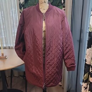 Colorful Quilted Reversible Striped Floral And Burgundy Jacket